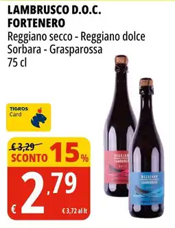 Tigros Lambrusco d.o.c. FORTENERO offerta