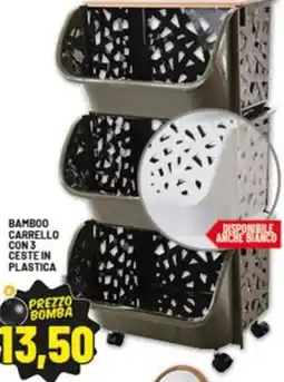 Risparmio Casa Bamboo carrello con 3 ceste in plastica offerta