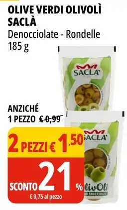 Tigros Olive verdi olivolì SACLÀ offerta