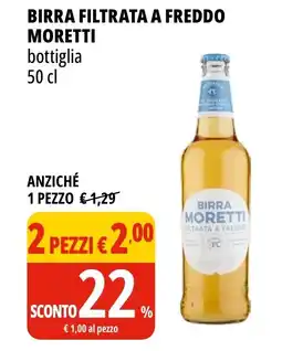 Tigros Birra filtrata a freddo MORETTI offerta