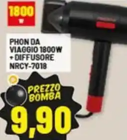 Risparmio Casa NECCHI PHON DA VIAGGIO 1800W + DIFFUSORE NRCY-7018 offerta