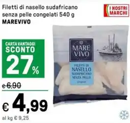 Iper La Grande Filetti di nasello sudafricano senza pelle congelati MAREVIVO offerta