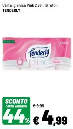 Iper La Grande Carta Igienica Pink 2 veli 16 rotoli TENDERLY offerta