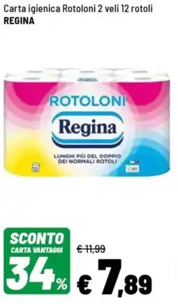 Iper La Grande Carta igienica Rotoloni 2 veli 12 rotoli REGINA offerta