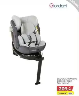 Bimbo Store Giordani seggiolino auto crono offerta