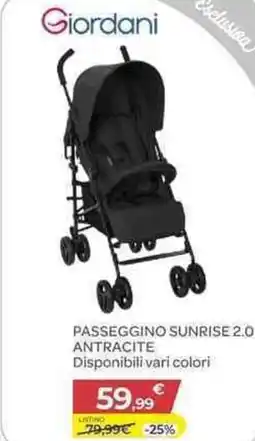 Bimbo Store Giordani passeggino sunrise 2.0 antracite offerta