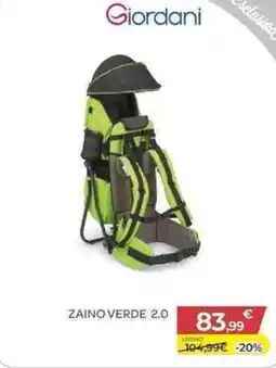 Bimbo Store Giordani zaino verde 2.0 offerta