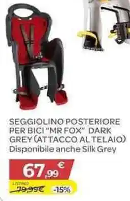 Bimbo Store bellelli Seggiolino posteriore per bici "mr fox" dark grey (attacco al telaio) offerta