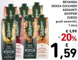 Spazio Conad Bevanda senza zuccheri aggiunti SKIPPER ZUEGG offerta