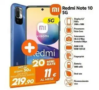 Redmi note 10 5g 16,5 cm (6.5") doppia sim android 11 usb tipo-c 4 gb 128 gb 5000 mah grigio