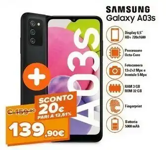 Expert Galaxy a03s 5.000mah display 6.5” hd+ tft lcd 32gb blue offerta