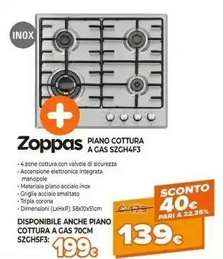 Expert Piano cottura a gas szgh4f3 offerta
