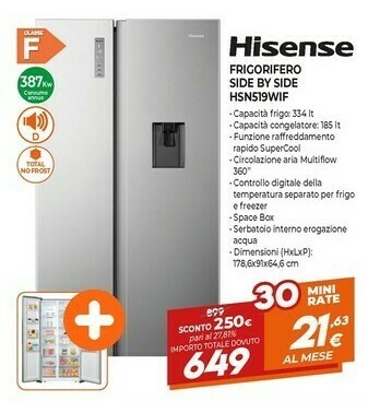 Expert Frigorifero side by side hsn519wif offerta