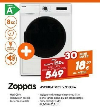 Expert Asciugatrice vzd8gf4 offerta