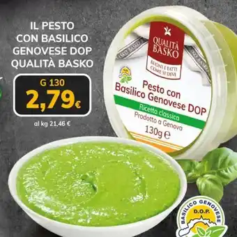 Il pesto con basilico genovese dop QUALITÀ BASKO