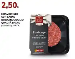 Basko L'hamburger con carne di bovino adulto QUALITÀ BASKO offerta