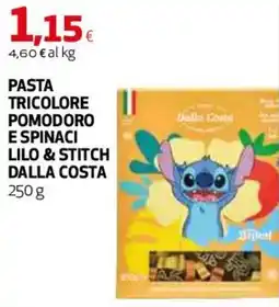 Coop Master Alleanza 3.0 Pasta tricolore pomodoro e spinaci lilo & stitch dalla costa offerta