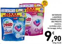 Spazio Conad Detersivo lavatrice power caps BIO PRESTO offerta