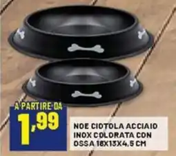 Risparmio Casa Noe ciotola acciaio inox colorata con ossa offerta