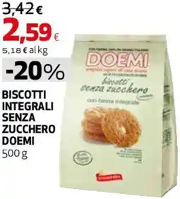 Coop Master Alleanza 3.0 Biscotti integrali senza zucchero DOEMI offerta