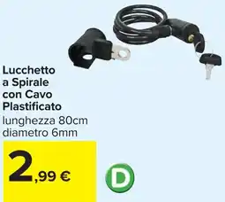 Carrefour Lucchetto a Spirale con Cavo Plastificato offerta