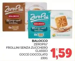 Eté Balocco zeropiu' frollini senza zucchero classici gocce cioccolato offerta