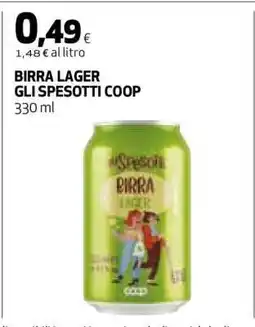 Coop BIRRA LAGER GLI SPESOTTI COOP offerta