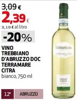 Coop Master Alleanza 3.0 Vino trebbiano d'abruzzo doc TERRAMARE CITRA offerta