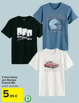 Carrefour T-shirt Uomo con Stampa Cotone Bio offerta