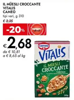 Bennet Il muesli croccante vitalis CAMEO offerta