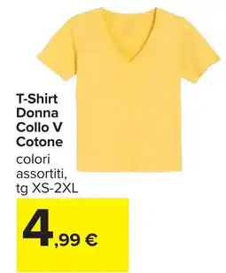 Carrefour T-Shirt Donna Collo V Cotone offerta