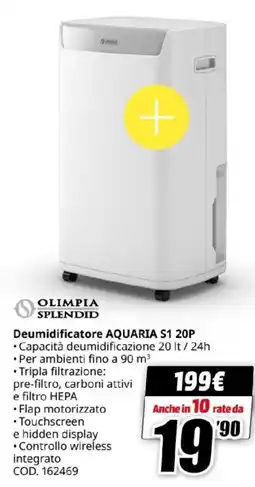 MediaWorld OLIMPIA SPLENDID Deumidificatore AQUARIA S1 20P offerta