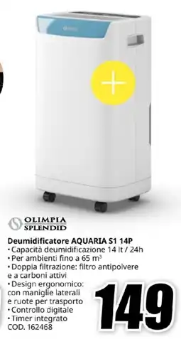 MediaWorld OLIMPIA SPLENDID Deumidificatore AQUARIA S1 14P offerta