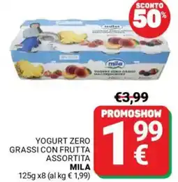 Supermercati Gulliver Yogurt zero grassi con frutta MILA offerta