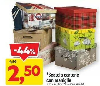 Scatola cartone con maniglie