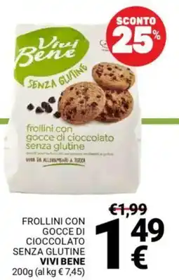 Supermercati Gulliver Frollini con gocce di cioccolato senza glutine VIVI BENE offerta