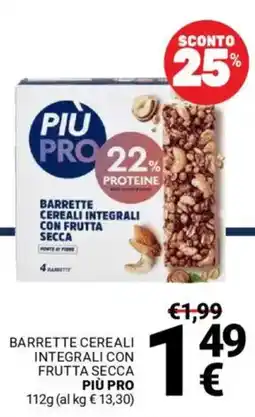 Supermercati Gulliver Barrette cereali integrali con frutta secca PIÙ PRO offerta