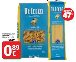 Supermercati Gulliver Pasta di semola DE CECCO offerta