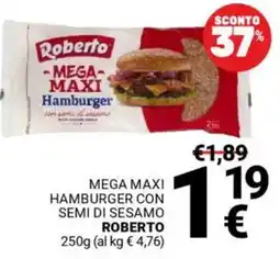 Supermercati Gulliver Mega maxi hamburger con semi di sesamo ROBERTO offerta