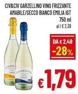 A&O Civ&civ garzellino vino frizzante amabile/secco bianco emilia igt offerta