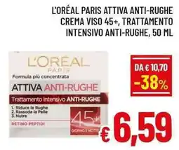 A&O L'oréal paris attiva anti-rughe crema viso 45+, trattamento intensivo anti-rughe offerta