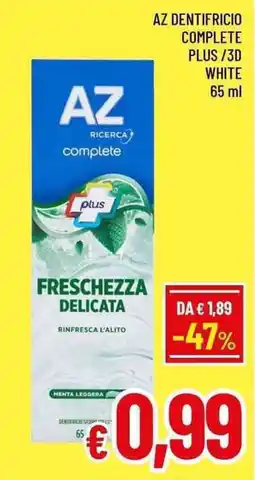 A&O Az dentifricio complete plus/3d white offerta