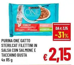 A&O Purina one gatto sterilcat filettini in salsa con salmone e tacchino busta offerta