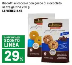 Iper La Grande Biscotti al cocco o con gocce di cioccolato senza glutine LE VENEZIANE offerta