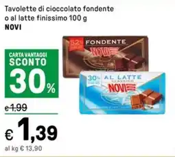Iper La Grande Tavolette di cioccolato fondente o al latte finissimo NOVI offerta