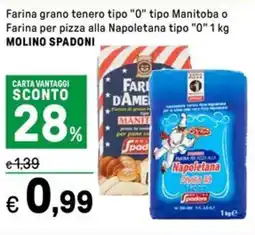 Iper La Grande Farina grano tenero tipo "0" tipo Manitoba o Farina per pizza alla Napoletana tipo "0" MOLINO SPADONI offerta