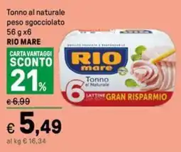 Iper La Grande Tonno al naturale peso sgocciolato RIO MARE offerta