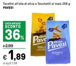 Iper La Grande Tarallini all'olio di oliva o Tocchetti al mais PAVESI offerta