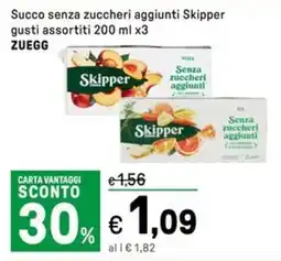 Iper La Grande Succo senza zuccheri aggiunti Skipper ZUEGG offerta