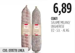 Carico Cash & Carry Coati salame milano/ ungherese 1/2 - s.v. offerta
